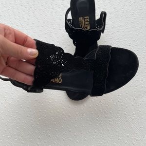 Salvatore Ferragamo Black Suede Sandals High heels